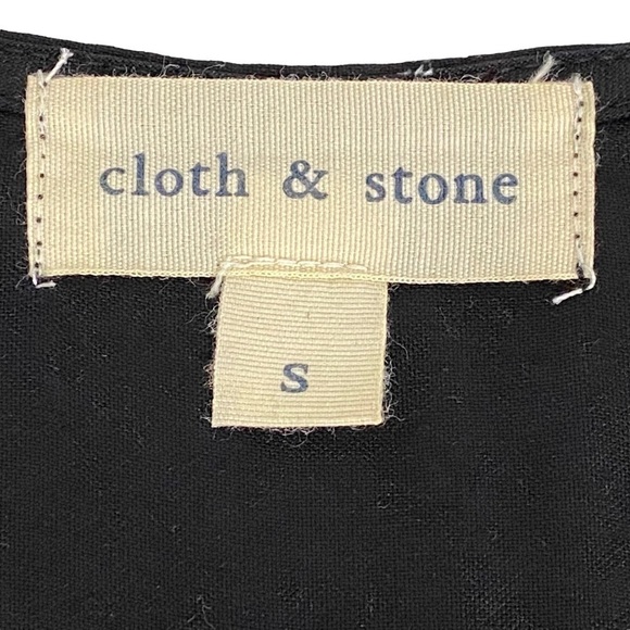 Cloth & Stone black tencel long sleeve v-neck dress with roll tab sleeves Small - Picture 3 of 8
